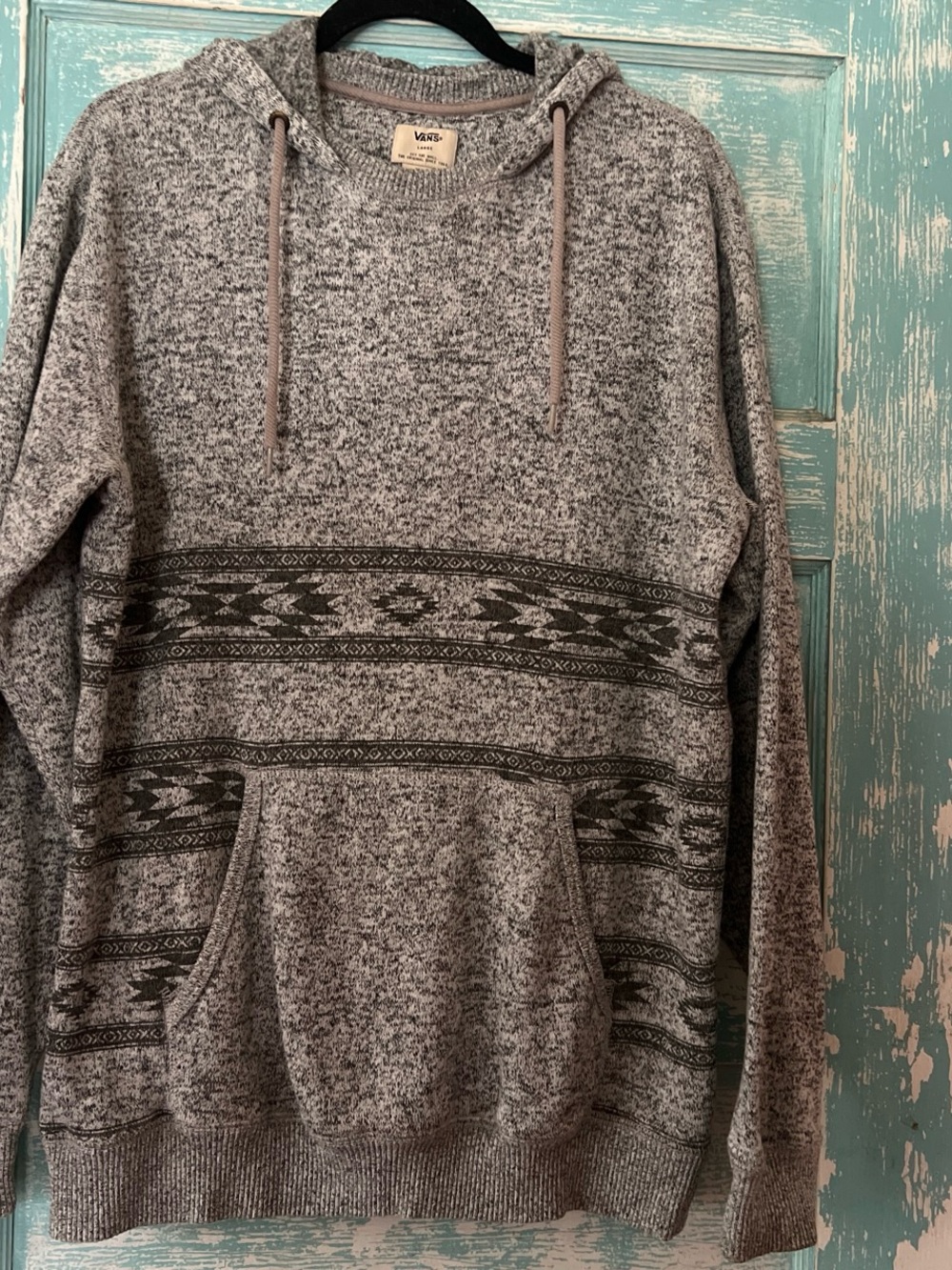 Vans Gray Knit Hoodie with Patterned Stripe